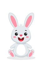 Fototapeta premium A cute, cartoon rabbit sits, smiling happily