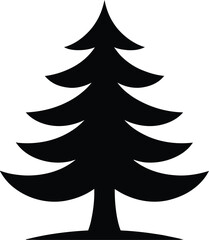 Evergreen tree silhouette black white