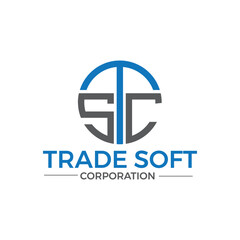 Obraz premium Modern Blue and Gray Corporate Logo Design: Trade Soft Corporation Branding.