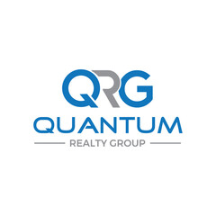 Modern Blue and Gray Quantum Realty Group Logo Design: Clean, Professional Branding