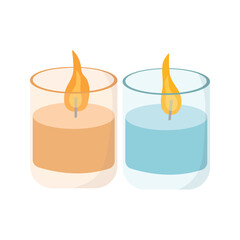 2 of burning candle for romantic night or decor.
