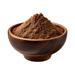 Bowl of ground coffee beans isolated on transparent background
