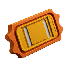 Orange and yellow movie ticket isolated on transparent background