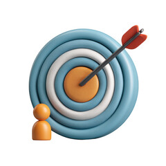 Clay target with arrow and figure isolated on transparent background