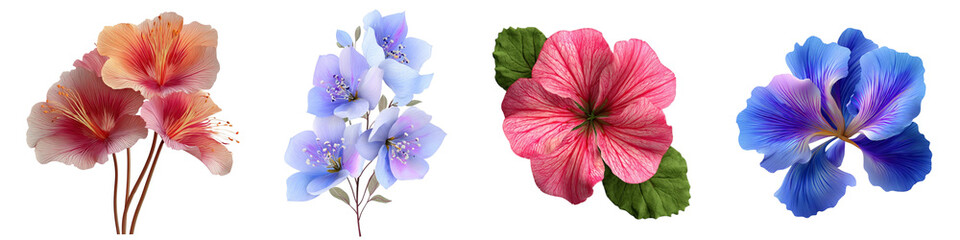 Set of Fan flower isolated on transparent background.