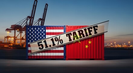 Trade Clash – U.S. and China Containers Displaying 51.1% Tariff at Port