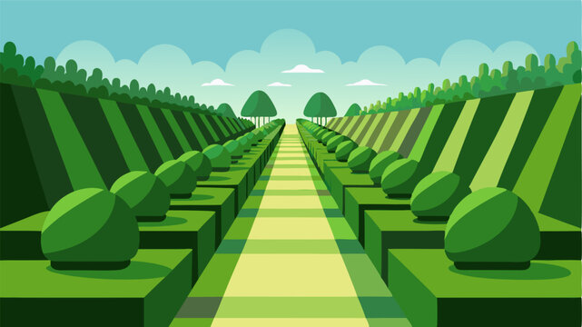 Rows of neatly manicured hedges lining the edges of the green hinting at a sense of order and tradition.