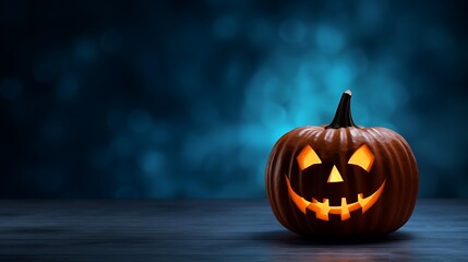 Halloween pumpkin jack o lantern spooky carved face dark background scary october holiday season decoration