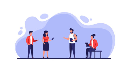 Diverse team collaborating: Illustration perfect for websites, presentations, and marketing materials about teamwork and innovation.