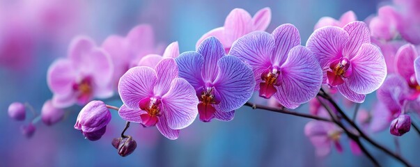Orchid palette in flower tempo concept. Vibrant pink orchids in bloom, showcasing natural beauty and elegance.