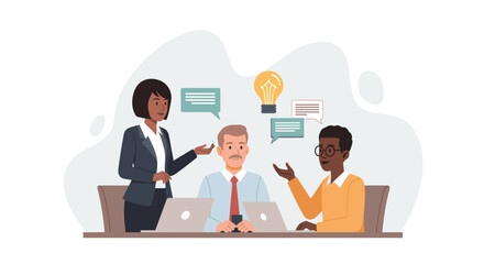 Diverse business team brainstorming ideas. Perfect for websites, presentations, and marketing materials.