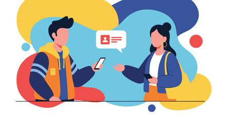 Young people using smartphones to communicate, perfect for app landing pages or social media marketing.