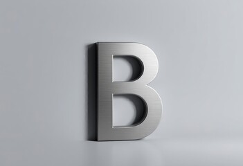 Brushed metal letter B on a light gray background alphabet