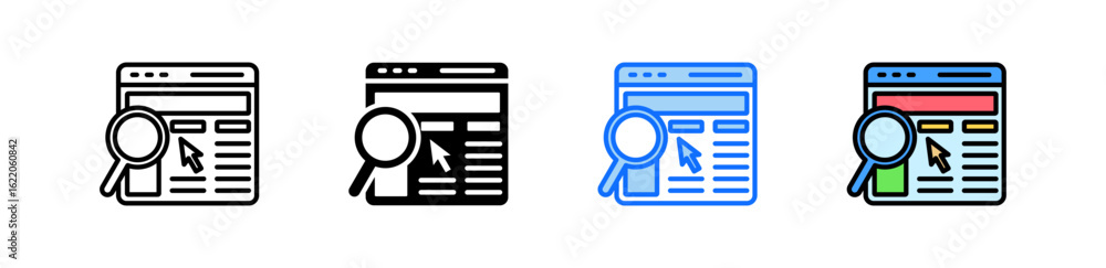 Poster seo icon set multiple style collection