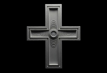 Ornate gray cross with carved wood grain texture religious symbol