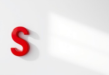 Red Letter S on White Background with Shadow alphabet