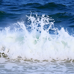 Waves crashing into each other creating a high and foamy splash.