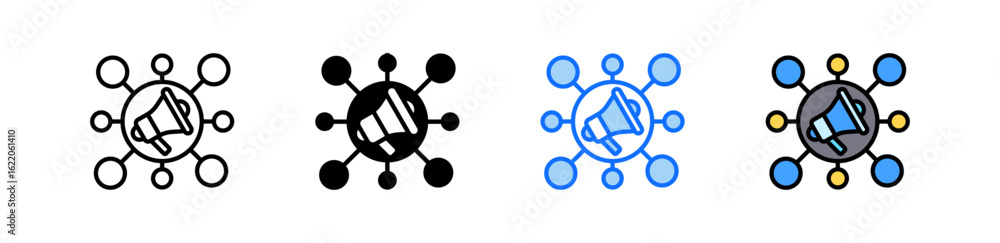 Poster digital advertising icon set multiple style collection