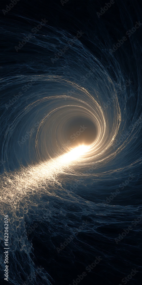 Canvas Prints abstract dark blue vortex with a bright light at the end, creating a sense of depth and mystery, per