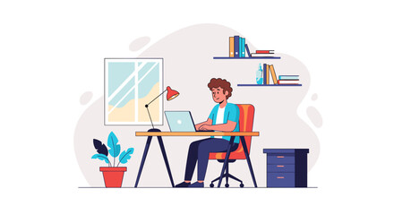 Man working from home, perfect for website banners or blog posts about remote work.