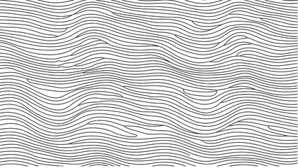 Abstract optical illusion pattern of wavy black lines on white background, minimalist design suggesting motion, flow, and visual depth