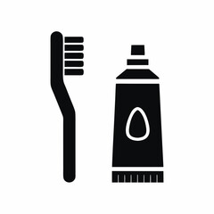 Toothbrush and Paste icon silhouette vector illustration