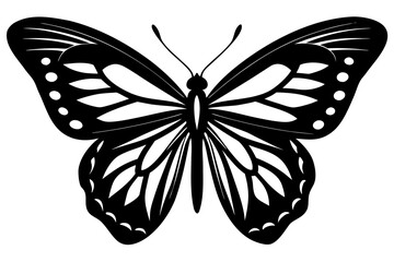Vector art of silhouette of  black butterfly isolated on white