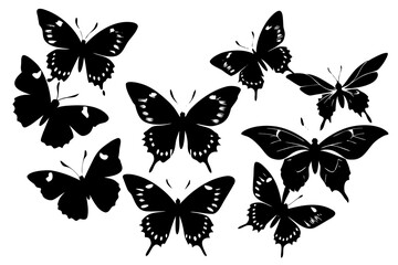 Fototapeta premium Vector art of silhouette of collection of butterflies