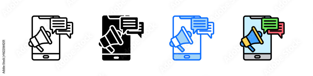 Poster chat marketing icon set multiple style collection