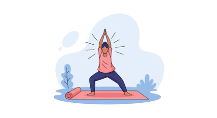 Woman practicing yoga, perfect for wellness websites or brochures.
