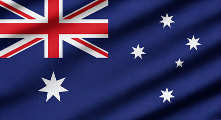 Australian flag with soft fabric texture and natural lighting, full flag covering entire canvas, realistic cloth surface, clean detailed look JPG