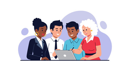 Diverse team collaborating on a project, perfect for websites and presentations on teamwork.