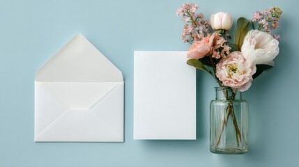 Elegant invitation stationery with pastel flowers