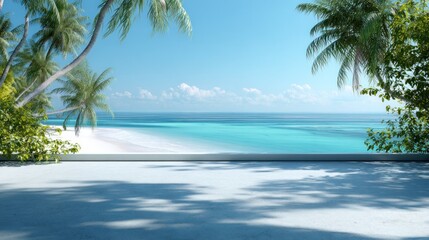 Fototapeta premium Tropical beach scene with a modern platform