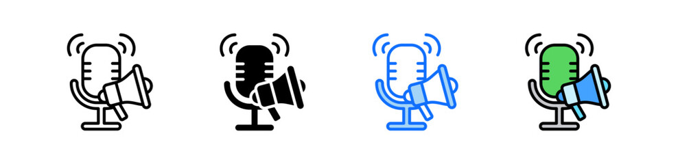 Podcast Marketing Icon Set Multiple Style Collection
