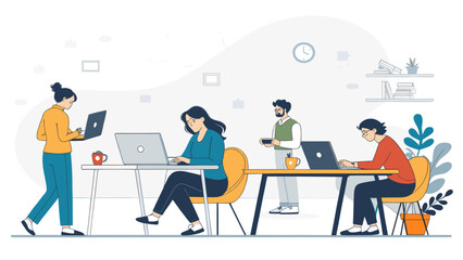 Diverse team collaborating in a modern office setting. Ideal for websites, presentations, and brochures.