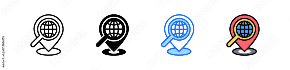 Poster local seo icon set multiple style collection