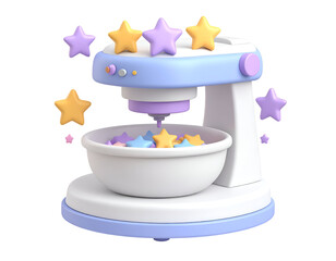 3D Render Pastel Star Mixer Illustration