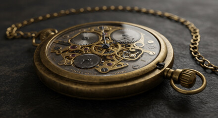 Nature background explore the intricate details of a vintage pocket watch time piece with gold chain design