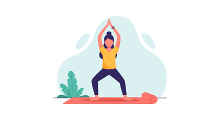 Woman practicing yoga, perfect for wellness websites or health brochures.