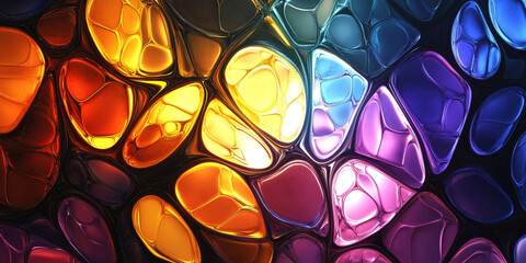 Abstract ceramic tiles glowing in soft radiant multicolor fluid style