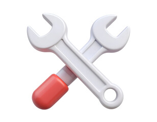 3D Render White Wrenches Icon