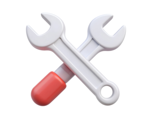 3D Render White Wrenches Icon