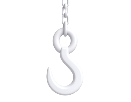 White 3D Hook and Chain Illustration