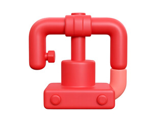 Red 3D Render Abstract Machine Illustration