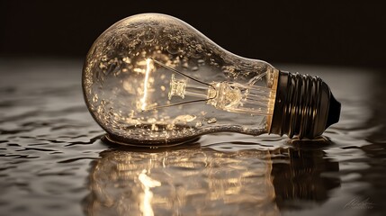 Water inside glowing light bulb surreal soft lighting contrast mysterious artistic feel
