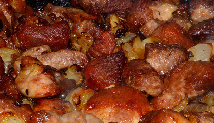 meat isolated on black background