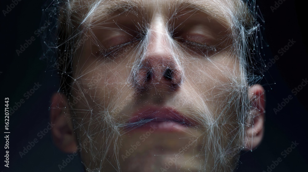 Aufkleber facial motion analysis visualization on a calm neutral backdrop showcasing complex patterns and stru