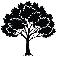 Obraz premium A Detailed Stylized Silhouette Tree With Detailed Foliage and Branches