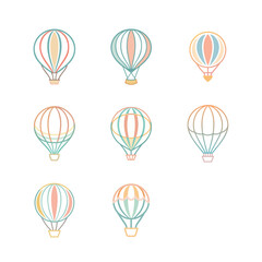 Vector art of collection of hot air balloons isolated on white background